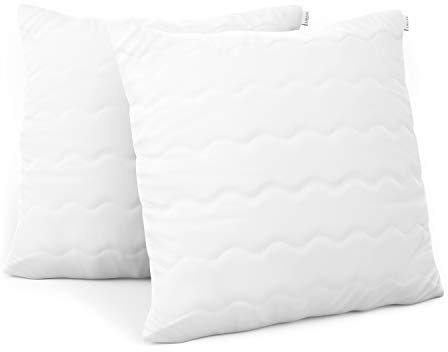 AmeliaHome 2tlg Set 2 Kopfkissen 20x20 cm mit Reißverschluss Steppung weiß Reve