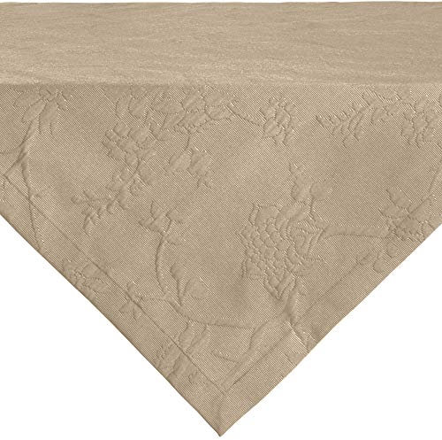 Erwin Müller Tischwäsche, Mitteldecke, Tischdecke mit Jaquardmuster, Serie Arnsberg Sand Größe 100x100 cm - Robustes Gewebe ist bügelleicht und Lange haltbar, mit hochwertigem Kuvertsaum