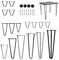 Lot de 4 épingles à cheveux Pieds de table Pieds de meuble Pied de table Barre à cheveux Longueur 25 cm 2 entretoises Épaisseur 10 mm Noir Pieds à épingles à cheveux DIY avec protègesol antidérapant