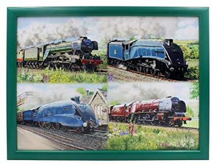 Lesser & Pavey Classic Trains Laptray | Bean Bag Trays With Padded Cushion | Suitable For Drinks, Food, Breakfast & Laptop | Lovely Designed Lap Tray For Home & Office