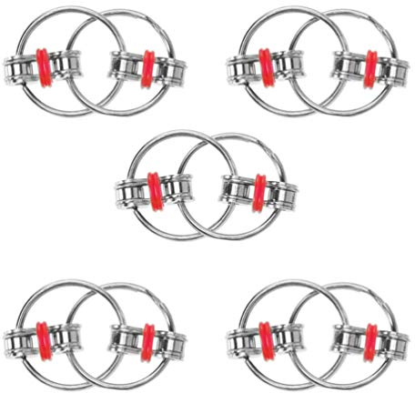 Toddmomy 5Pcs Zappeln Spielzeug Flippy Kette Stress Finger Spielzeug Bike Kette ADHS Zappeln Spielzeug Edelstahl Zappeln Ringe Spielzeug für Angst HINZUFÜGEN Kinder Erwachsene