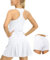 icyzone Damen Tenniskleid mit Shorts Golf Sport Kleider Ärmellos Racerback Sportliche Trainingskleid (XL, White)