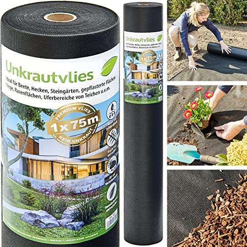 zooprinz Dickes und reißfestes Unkrautvlies – 25m, 50m oder 75m Gartenvlies auf praktischer Rolle – Unkrautfolie witterungsbeständig – Vlies Wasser- und luftdurchlässig – Perfekter Schutz vor Frost