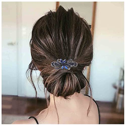 Yheakne Strass Hochzeit Haarspange Haarspange Blau Kristall Haarspange Glanz Braut Kopfschmuck Dekorative Kopfbedeckung Saphirkristall Haarspange Braut Haarschmuck für Frauen und Mädchen (Blau B)
