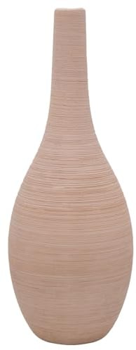 ZauberDeko Vase Rosa Geriffelt Bauchig Keramik Tischdeko Keramikvase Deko 25 cm