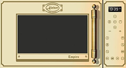 Kaiser Empire Em 2530 ElfEm Retro Mikrowelle in Elfenbein | 25L | 1200W Grill | 2200W Heißluft | FullTouch-Bedienung mit Drehknebel | Glasfront | Türgriff aus echtem Metall Bronze | 25 Funktionen