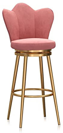 Lsoiup Set di 1/2 Sgabelli da Bar Girevoli Moderni da 25,6 Pollici Sgabelli da Bar Imbottiti in Velluto con Schienale Alto per Cucina Isola Sala da Pranzo Patio Rosa-1Pcs