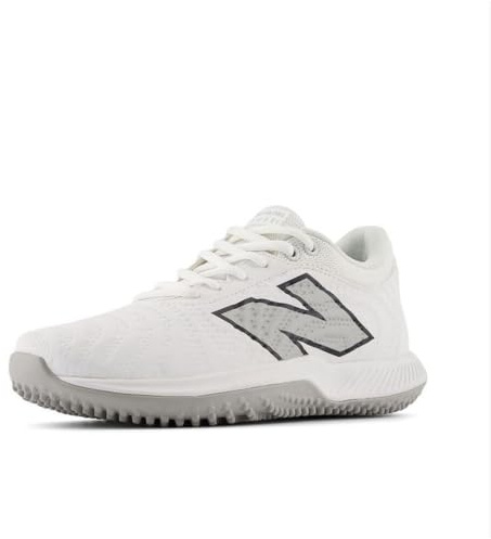 New Balance Unisex-Adult FuelCell 4040 V7 Turf Trainer Baseball Shoe, Optic White/Rain Cloud Synthetic, 14 Wide Women/12.5 Men