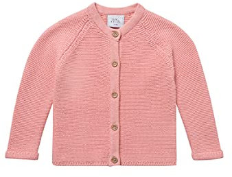 Stellou & friends Cardigan per bambini in cotone, con bottoni effetto legno e maniche raglan oblique, Colore: rosa., 74/80 cm