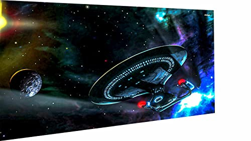 Magic Canvas Art - Bilder Raumschiff Star Trek Weltall Kosmos Leinwandbild 1- teilig Hochwertiger Kunstdruck modern Wandbilder Wanddekoration Design Wand Bild, Größe: 80x60 cm, Mehrfarbig