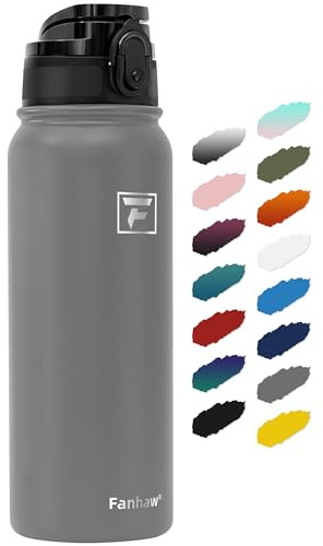 Fanhaw 600 ml Insulated Stainless Steel Water Bottle with 1 Lid (Chug Lid) - For Kids, Women, Men | Leak & Sweat Proof with Anti-Dust Lid (Gray)