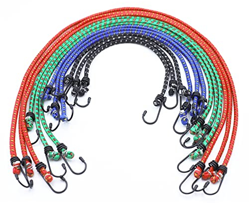 Extra Stark 4 Längen,Expander Gepäckspanner,Gummseil,Spanngummi,spanngurte mit Haken,Dehnbar Fahrrad spanngurt,Befestigung Riemen,Length(40/60/80/100cm) Gummiband,Für Transport,Ladungsfixierung (12x)