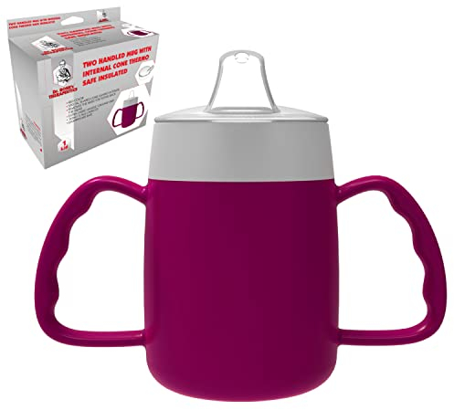 Two Handled 140ml Adult Drinking Cup, Internal Cone, and Spouted Lid. Perfect for A Spill-Proof Sipping Experience Adult Drinking Mug/Drinking Cup/Sippy Cup Get Your Drinking Aid Now! (BlackBerry)