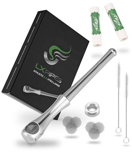 LX Pipes Pfeifen Set Athletic Xtra Large 2.0 Set, Edelstahl Rauchpfeife, entwickelt für Purize® 9 mm Aktivkohlefilter, kühl und neutral im Geschmack, Filtert bis zu 70% der Schadstoffe, Tabakpfeife