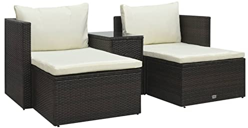 Keketa Gartenlounge mit Auflagen 5-TLG. Sofa Rattan Gartensofa Sitzgruppe Terrassenmöbel Ecksofa Lounge Set mit Sitzkissen für Garten Balkon und Terrasse Poly Rattan Braun