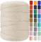 GOHOF Macrame Cord 4mm x 310m Premium Cotton Macrame Rope, 4 Strand Twisted Soft Cotton Cord, One of The Most Perfect Materials for Macrame Art, Cotton String Without Chemicals (Beige)