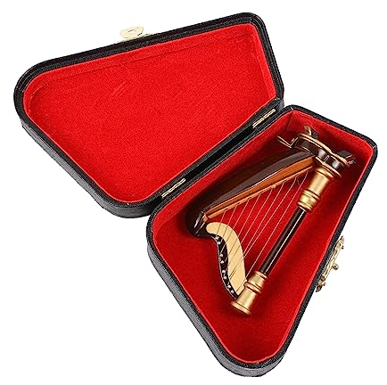 Supvox Miniatur-Hausmöbel Mini-Harfe-Möbel Vintage-Wohnkultur Krippen-Ornamente Für Kinder Harfen-Requisite Antike Mini-Figur Harfen-Ornament Harfen-Tischdekoration Harfen-Modell Aus