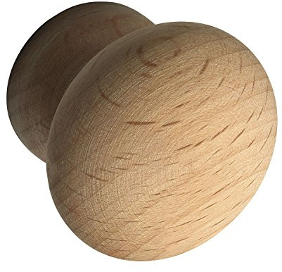 ALLES IM GRIFF Möbelknopf Hemera ø 30mm - Möbelknauf aus Holz Tiefe 28mm - Knauf für Schrank, Buche gedämpft roh