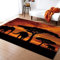 TEMLAN Afrikanischer Tierelefant Teppiche Gegend, Tropische Afrikanische Tierwelt Bei Sonnenuntergang Kinderteppich für Drinnen und Draußen Terrasse Balkon Garten Wohnzimmer 80 x 150cm