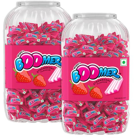 Boomer Skittles - Tarro de goma de mascar con sabor a fresa, dulzura de larga duración, divertido chicle ideal para compartir con amigos, 35 onzas, paquete de 2
