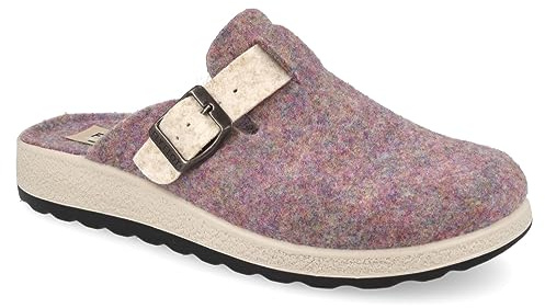 Fly Flot | Bio Style Woman, Hausschuhe für Damen aus Filz mit verstellbarer Schnalle, Pantoffel mit recyceltem Tier-Obermaterial, Antishock Mikrofaser Einlegesohle, Dunkel Flieder, 38 EU