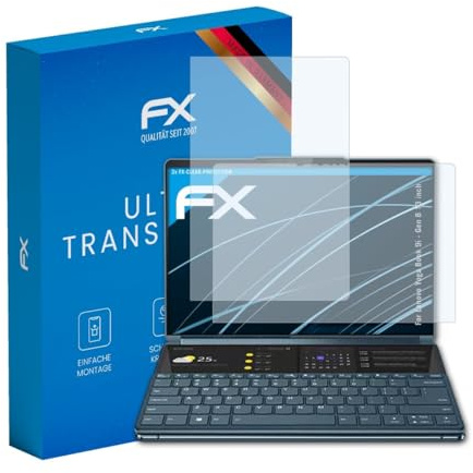 atFoliX Schutzfolie kompatibel mit Lenovo Yoga Book 9i - Gen 8 13 inch Folie, ultraklare FX Displayschutzfolie (2er Set)