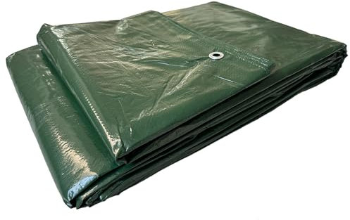 Telo Telone Occhiellato Antistrappo Impermeabile per coperture Polietilene Multiuso (5x6 metri, Verde 120 gr/mq)