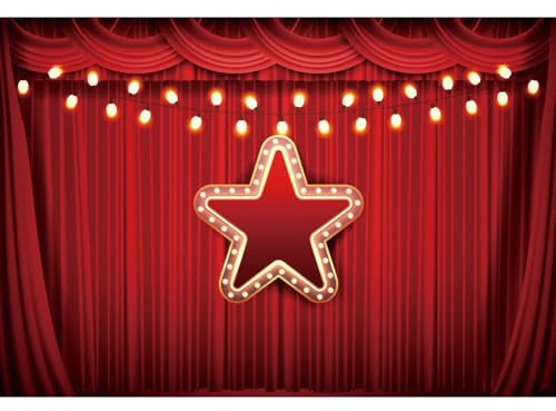 Ttincceer Roter Vorhang Hintergrund 450x300cm Hollywood Star Party Thema Fotografie Hintergrund Rote Vorhänge mit Stern Display Vorhang Hintergrund Kinder Erwachsene Porträt Schießen Prop