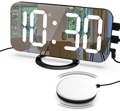 Despertador Reloj despertador digital Alarma eléctrica Coctelera de cama USB LED Pantalla digital Reloj 3 engranajes Despertador ajustable Suministro de luz nocturna Despertadores (Negro) (Negro)