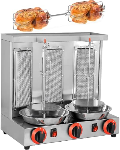 DDZJTPP Máquina Kebab Doner Parrilla Comercial, Máquina Parrilla Gas Vertical, Limpieza Extraíble Acero Inoxidable, Potencia Fuego Ajustable, para Pavo Asado, Taco Asado Y Pollo Frito,Silver
