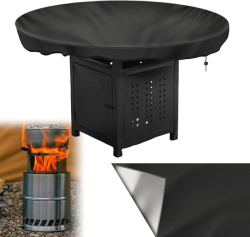 Feuerplatte Abdeckung, ø 100cm 600D Grillplatte Schutzhülle, Wasserdicht, Anti-UV Feuerplattenabdeckung, Rund Schwarz Wasserbeständigkeit Abdeckung für Feuerplatte und Grillplatte