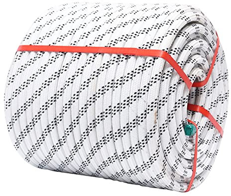 BOGDTF 14Mm Double Braid Polyester Rope Heavy Duty Rope for Climbing Sailing Camping Swings,10-100M/White/80M