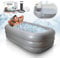 Tragbare Badewanne für Erwachsene,Eisbadewanne für Sportler,aufblasbare Badewanne mit Luftpumpe,einfach aufzublasen,Abfluss,kalte Tauchwanne,tragbare Wanne für Home SPA,heißes Bad (hellgrau)