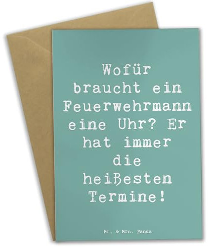 Mr. & Mrs. Panda Grußkarte Spruch Feuerwehrmann Termine - Geschenk, Uhr, Respekt und Bewunderung, Tapferkeit, Hochzeitskarte, Feuerwehrwesen,