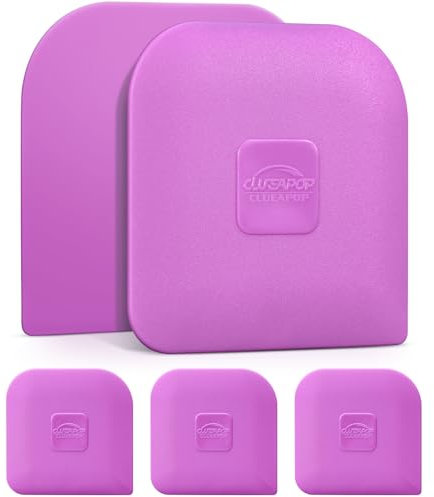 Pan Scraper - CLUEAPOP 5 Pcs Plastic Scraper Tool Set - Dish Scraper for Cast Iron - Non Scratch for Pot Cleaning Scraper - Non-Slip High Heat Resistant Kitchen Scraper Tool