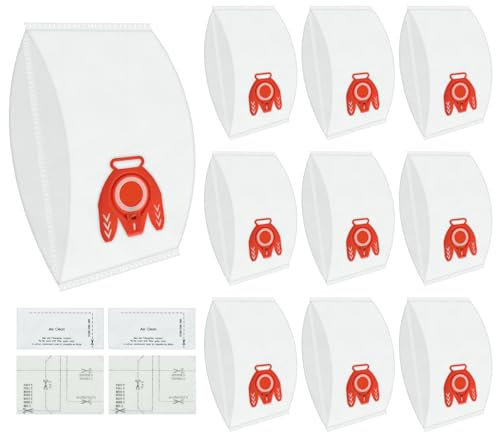 DLAIMI 10 sacchetti per aspirapolvere compatibili con Miele FJM, efficienza 3D adatti per Miele serie C1/C2, S241, S290, S300i, S500, S700, S4, S6, con filtri di protezione del motore e filtro