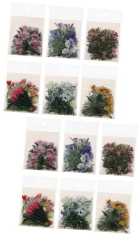 Tofficu 480 Stk Taschenblumen Grußkarten-Aufkleber transparente Aufkleber Pflanzenaufkleber Scrapbook stickers kinder sticker Sammelalbum selbstklebende Aufkleber Aufkleber-Dekor PVC