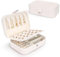 ShineWel Jewellery Box, Small Travel Jewellery Boxes & PU Leather Jewellery Organiser for Rings Earrings Necklace Bracelets, Portable Jewelry Storage Case for Women Girls, White