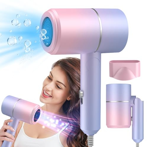 Vmxlso Föhn Ionen Haartrockner, 800W Reisefön Klappbar Klein, Schnelltrocknen Hair Dryer, Reiseföhn mit 2 Temperaturmodi und 2 Geschwindigkeiten, Haartrockner Ionen für Reisen, Zuhause, Salon