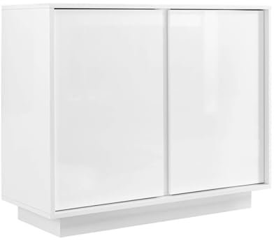 AltoBuy LYSIANE - Buffet 2 Portes Finition Blanc Laqué Brillant Weiss