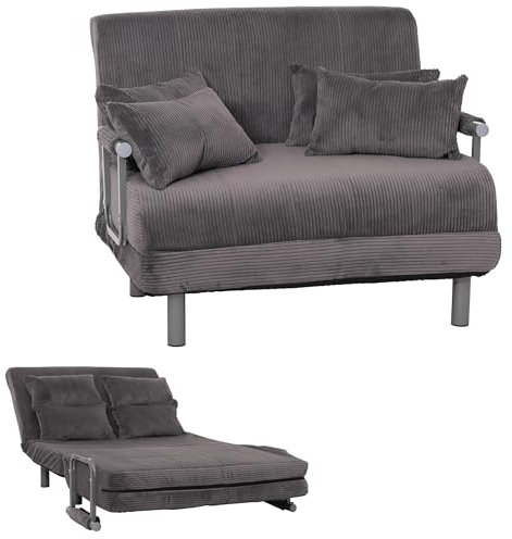 Mendler Schlafsessel HWC-K29, Klappsessel Schlafsofa Gästebett, Liegefläche 190x100cm, Stoff Cord (330g/m²) - dunkelgrau