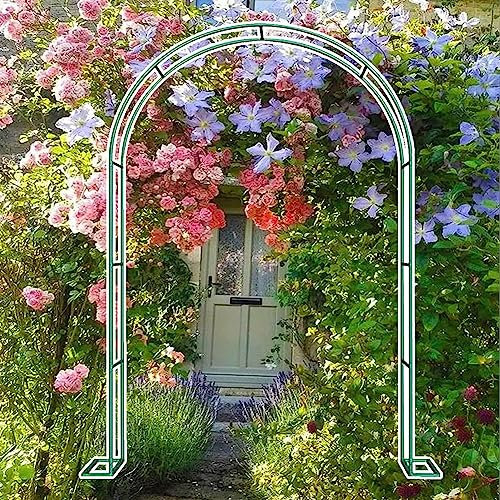 Arche de jardin extra large de 350 cm pour roses grimpantes - Grande arche de jardin en noir, vert et blanc - 1,4 m de largeur x 2,3 m de hauteur