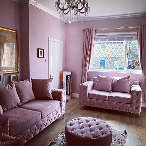 Luxuriöses Chesterfield-Sofa aus rosa Samt mit Streurücken-Design für Wohnzimmer-Dekor, moderne Plüsch-Eckcouch, stilvolle Polstermöbel für Innenräume