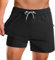 APTRO Herren Badeshorts Badehose mit Innenhose Schnelltrocknend Boardshorts mit Reißverschlusstaschen Sport Shorts Einfarbig Schwarz MK413 XL