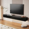 Artifyshore High Gloss Floating TV Stand with 3 Doors,140CM Wall Mounted TV Cabinet,Under TV Console,Floating Media Shelft for Bedroom Living Room(Black)