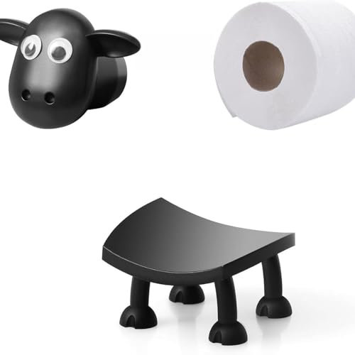 Novelty Sheep Toilet Roll Holder Free Standing - Cute Animal Bathroom Decor, Funny & Creative Toilet Paper Holder for Home No paper towels included (black,1pc)