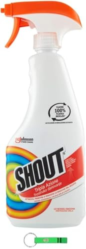 12x Shout - Fleckenentferner Wäsche Spray Dreifach-Aktion - Entfernt hartnäckige Flecken sofort, sogar in kaltem Wasser - 500ml + Beni Culinari Kostenloser Schlüsselanhänger