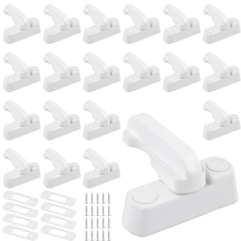 CHUENKUK Lot de 20 verrous de fenêtre avec vis - Verrou de fenêtre - Verrous de sécurité pour fenêtre en UPVC, PVC - Blanc