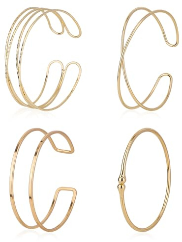 Mikovivi 4pcs Gold Arm Cuff Jewelry Set, Coil Arm Bracelet