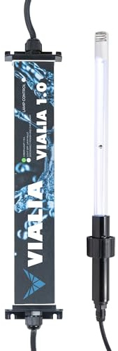 VIALIA Tauch UVC Klärer 1.0 Tauchstrahler 40 Watt Amalgam, Funktions-LED | Teichklärer gegen Algen & Keime, Für kristallklares Teichwasser, Langlebig mit 16.000h, Energieeffizient
